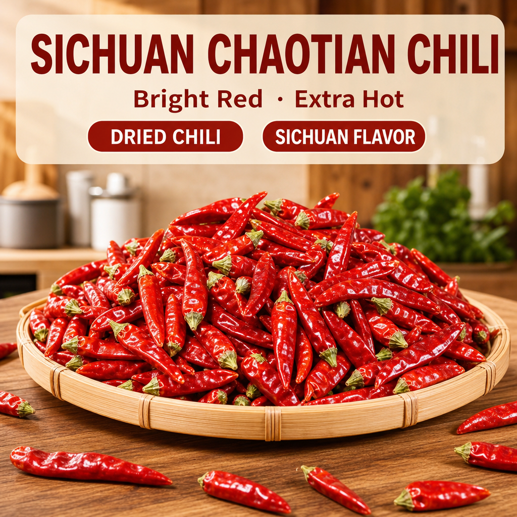 Facing Heaven Chili Peppers – Whole Dried Chao Tian Jiao, Extra Hot Chinese Chili for Chili Oil, Hot Sauce & Spice Lovers