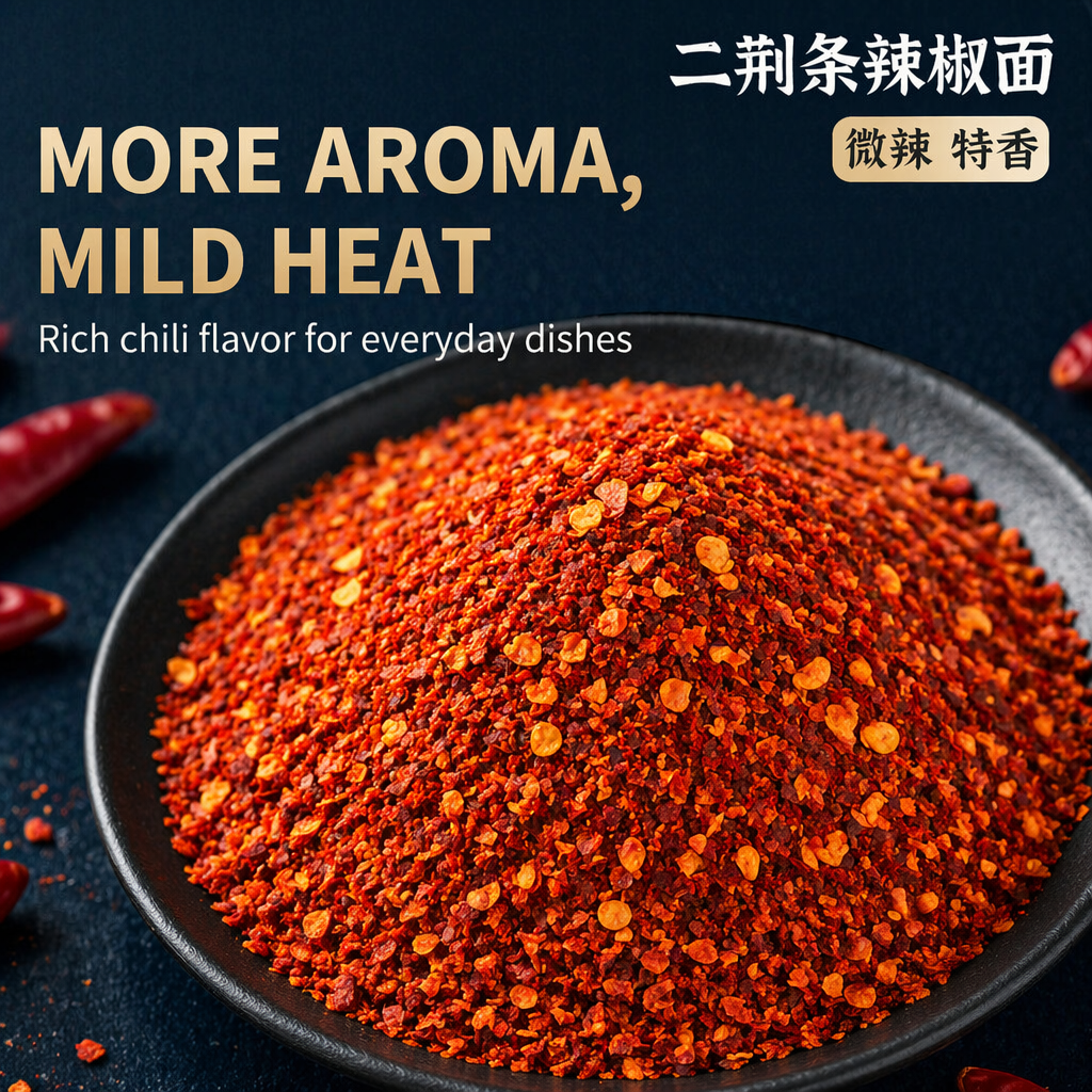 Er Jing Tiao Dried Chili Powder – Premium Ground Sichuan Red Chili, Mild Heat & Rich Aroma for Chili Oil, Doubanjiang & Chinese Cooking