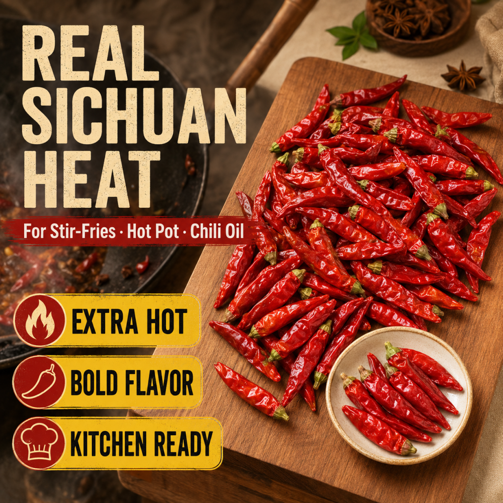 Facing Heaven Chili Peppers – Whole Dried Chao Tian Jiao, Extra Hot Chinese Chili for Chili Oil, Hot Sauce & Spice Lovers