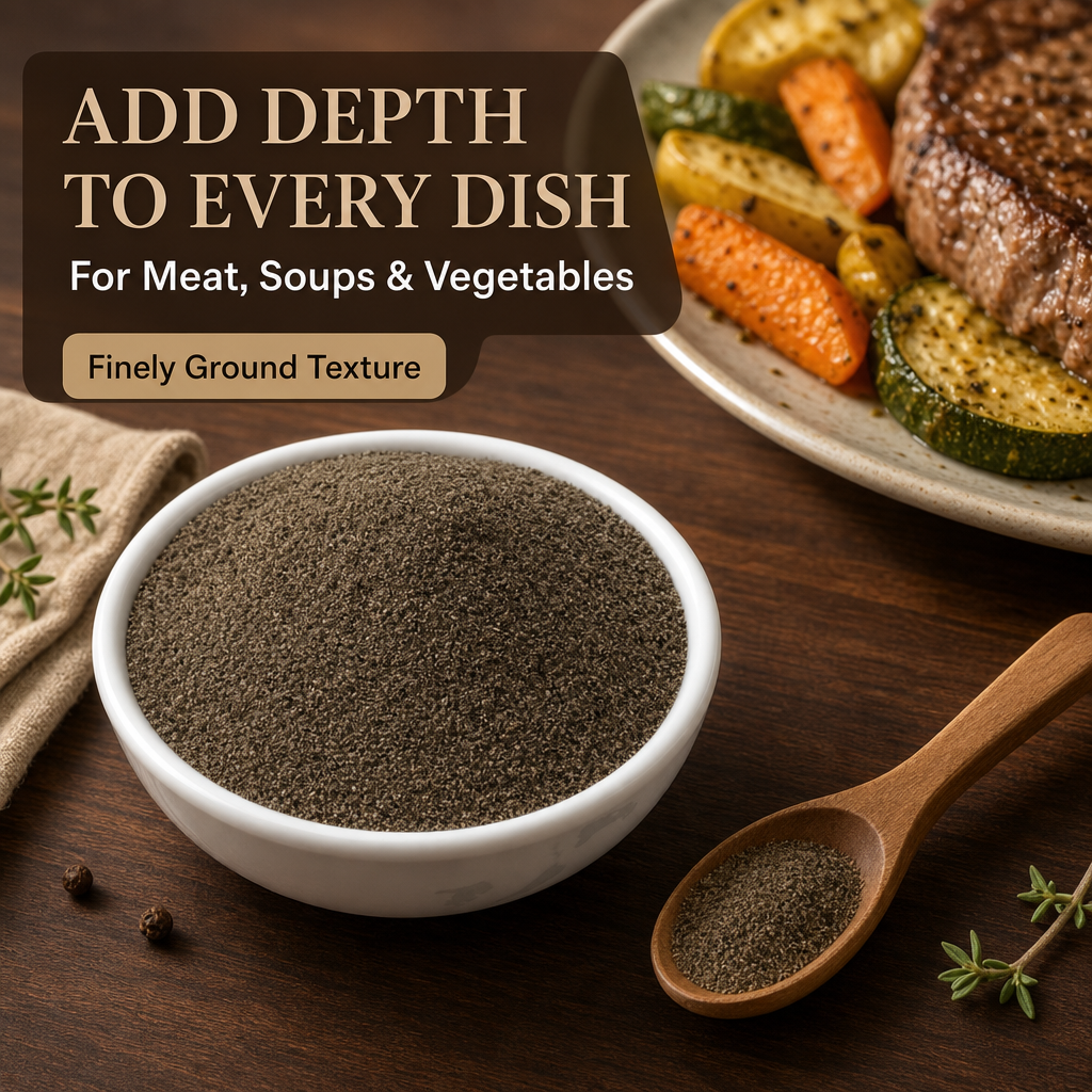 Vietnamese Black Pepper Powder – Premium Ground Phu Quoc Black Pepper, Bold & Pungent Spice for Cooking, Marinades & Everyday Seasoning