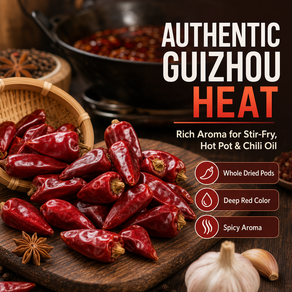 Guizhou Bullet Chili Peppers – Whole Dried Hot Chili Pods, Authentic Chinese Spice for Sichuan Cooking