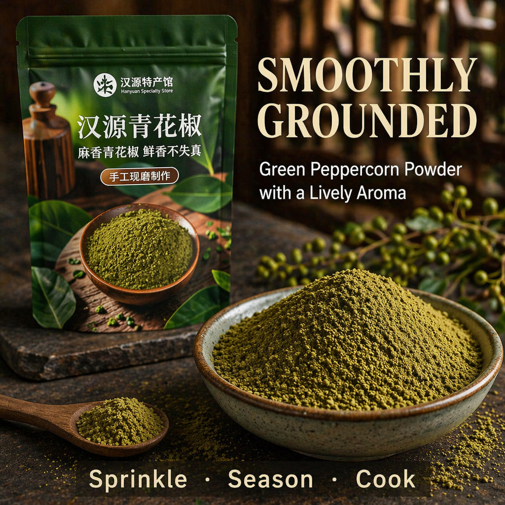 Green Sichuan Peppercorn Powder – Premium Ground Qing Hua Jiao, Fresh Citrusy Numbing Spice for Sichuan Cooking, Hot Pot & Spice Blends